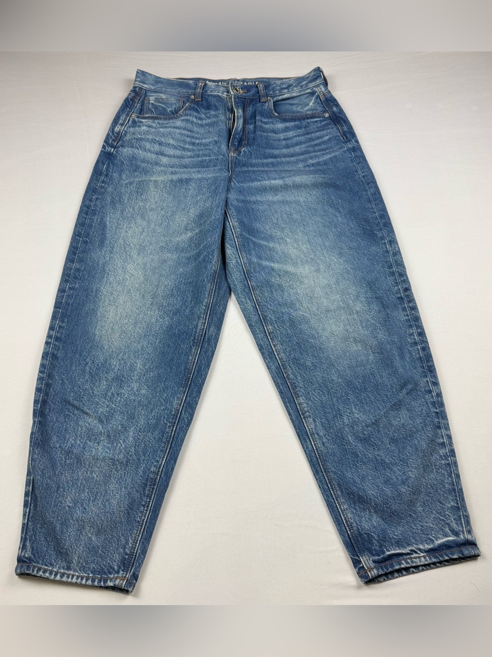 American Eagle Mom Jean Tapered Leg Blue 100% Cotton‎